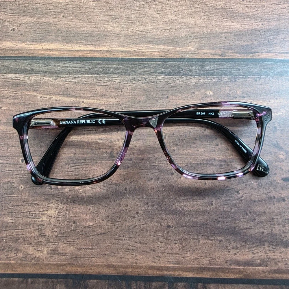 Banana Republic BR 207 HKZ Purple Tortoise Rectangular Eyeglasses‎ 50-16-135